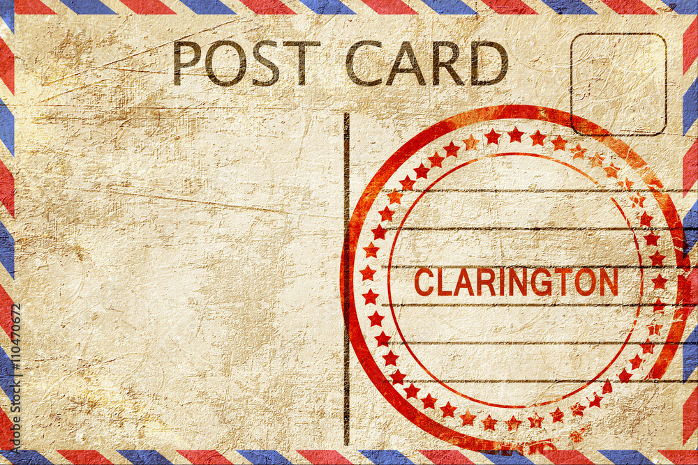 Clarington, vintage postcard with a rough rubber stamp