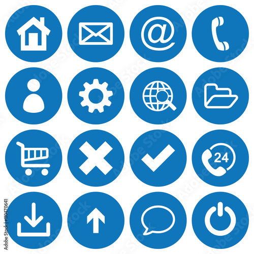 Set of 16 basic flat icons