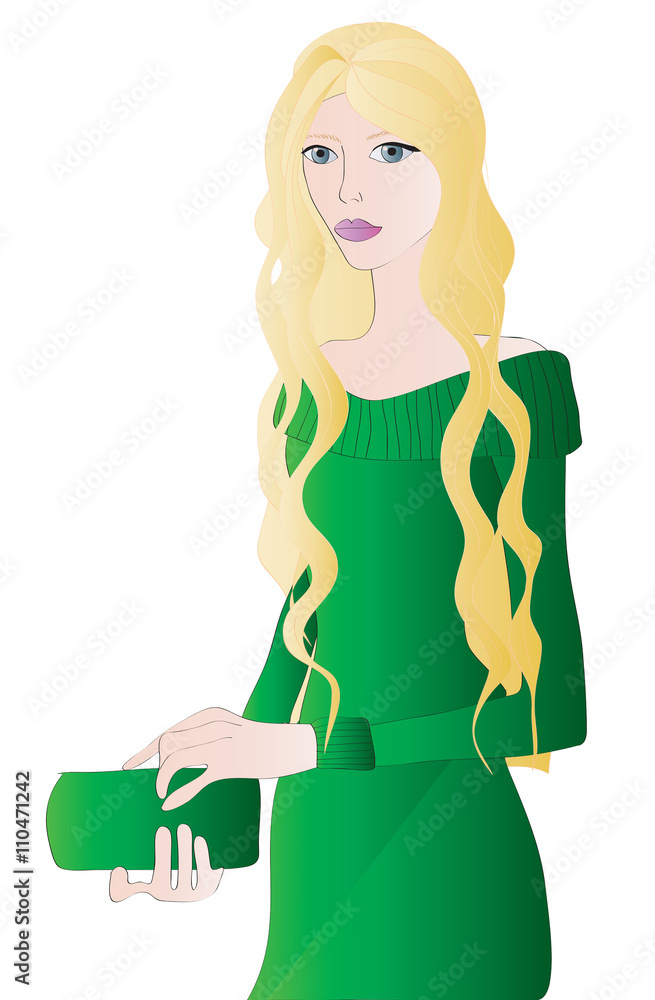 Beautiful girl with blonde hair and big eyes - vector illustration Beautiful girl with blonde hair and big eyes - vector illustration