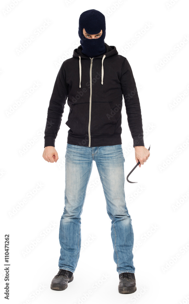 Thief with metal crowbar Thief with metal crowbar