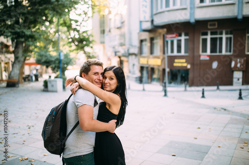 Photography loving couple having fun on the walk to Istanbul, Turkey.