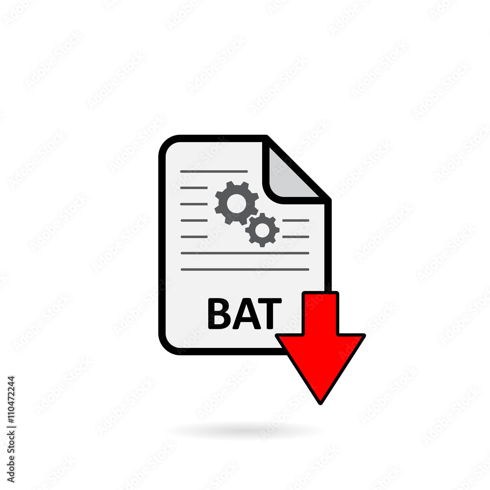BAT file with red arrow download button on white background vector  Stock-Vektorgrafik | Adobe Stock