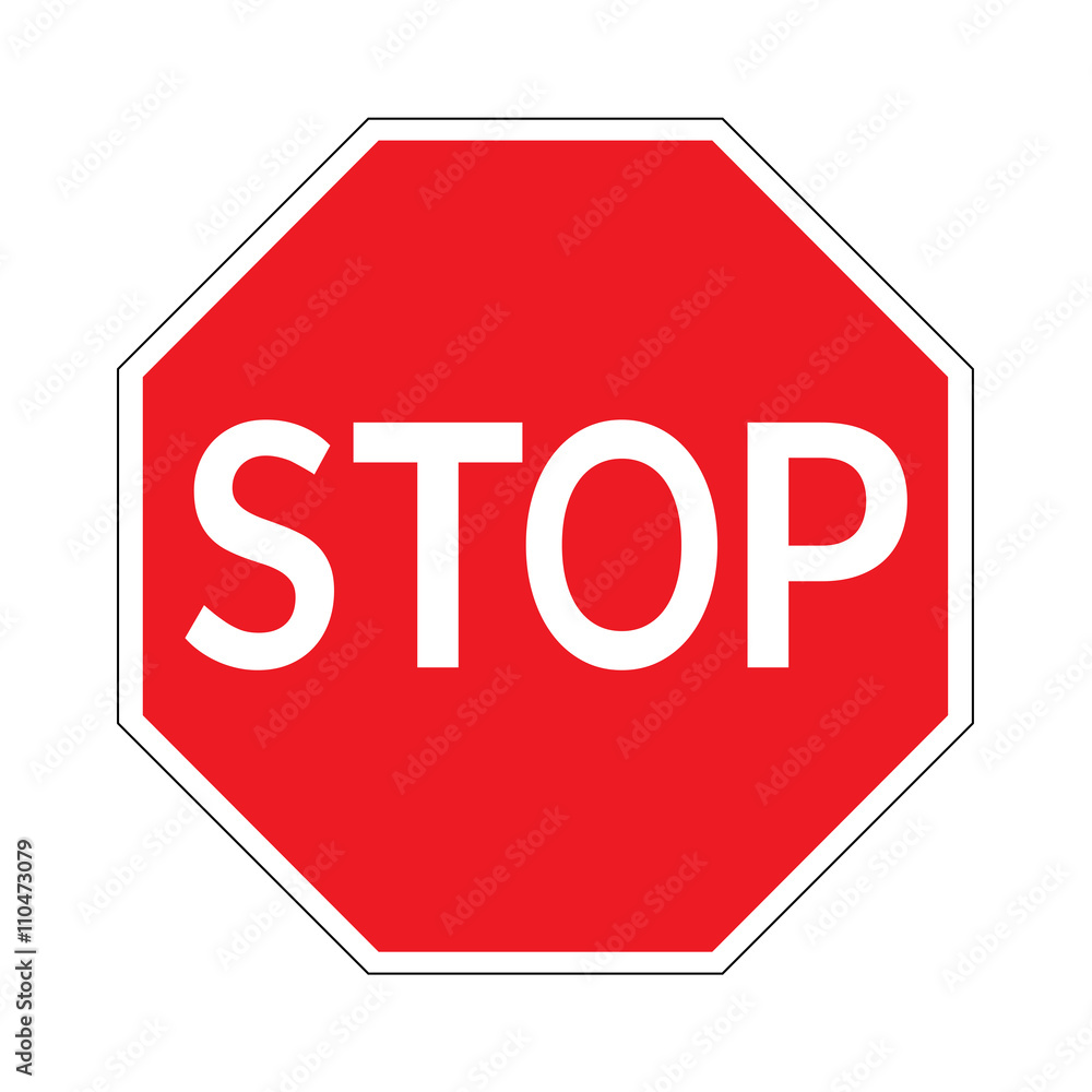 STOP. Traffic stop sign on pure white. Red octagonal stop sign for prohibited activities. Vector illustration - you can simply change color and size STOP. Traffic stop sign on pure white. Red octagonal stop sign for prohibited activities. Vector illustration - you can simply change color and size
