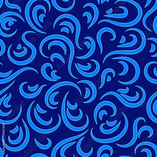 Abstract seamless pattern. Background from curls ornament. Fashionable style. Graphic style for wallpaper, wrapping, fabric, background design, apparel, other print production. Effect velvet. Vector
