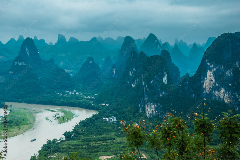 Beautiful karst mountains and river scenery