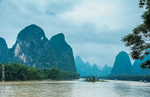 Beautiful karst mountains and river scenery © carl