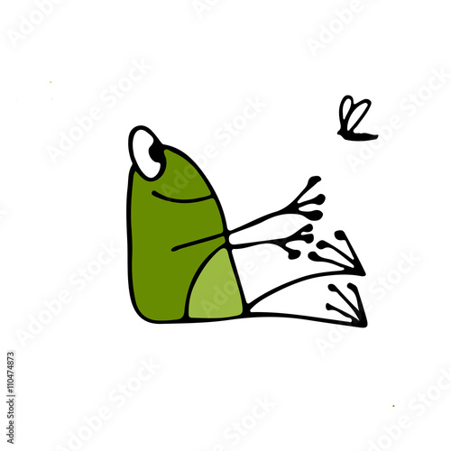 Funny yoga frog, sketch for your design