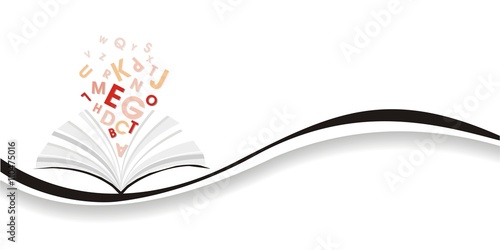 abstraktes Buch mit magischen Buchstaben 