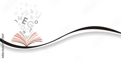abstraktes Buch mit magischen Buchstaben 