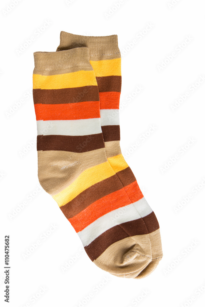 Two striped socks isolated Two striped socks isolated