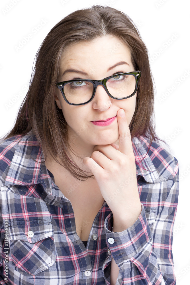 Pretty lady wearing dark rimmed glasses Pretty lady wearing dark rimmed glasses