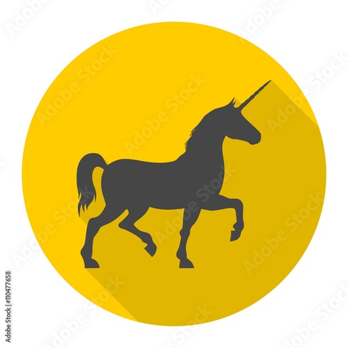 Silhouette of Unicorn Horse icon with long shadow