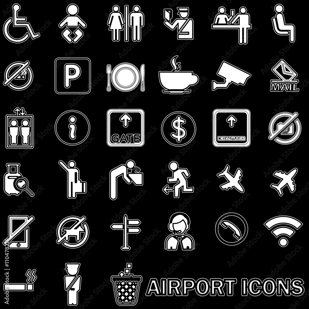 Fototapeta premium white lined pattern Airport icons