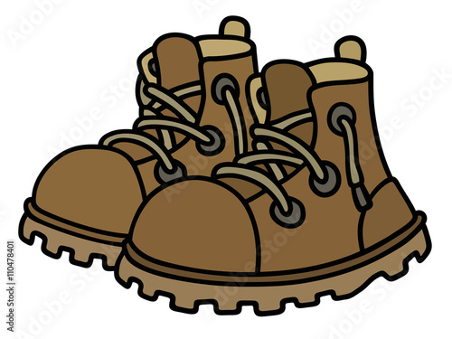 Funny leather boots / Hand drawing, vector illustration