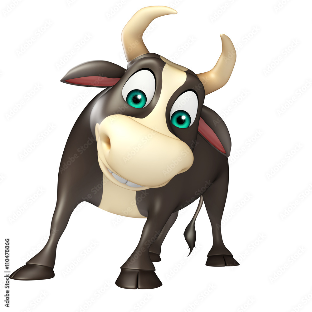 Naklejka premium Bull funny cartoon character