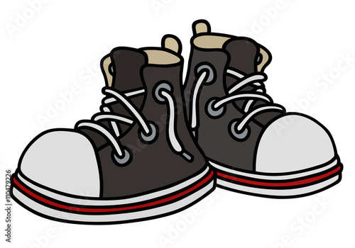 Black sneakers / Hand drawing, vector illustration
