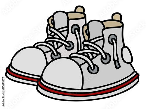 White sneakers / Hand drawing, vector illustration