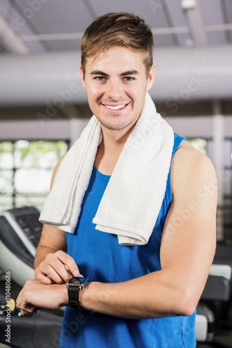 Free Download Man using smart watch on treadmill - GFXLoad