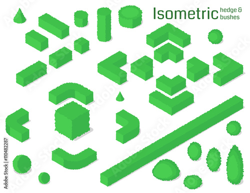 Isometric hedge and bushes set. 