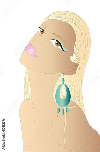 Portrait of beautiful blonde hair woman - vector illustration