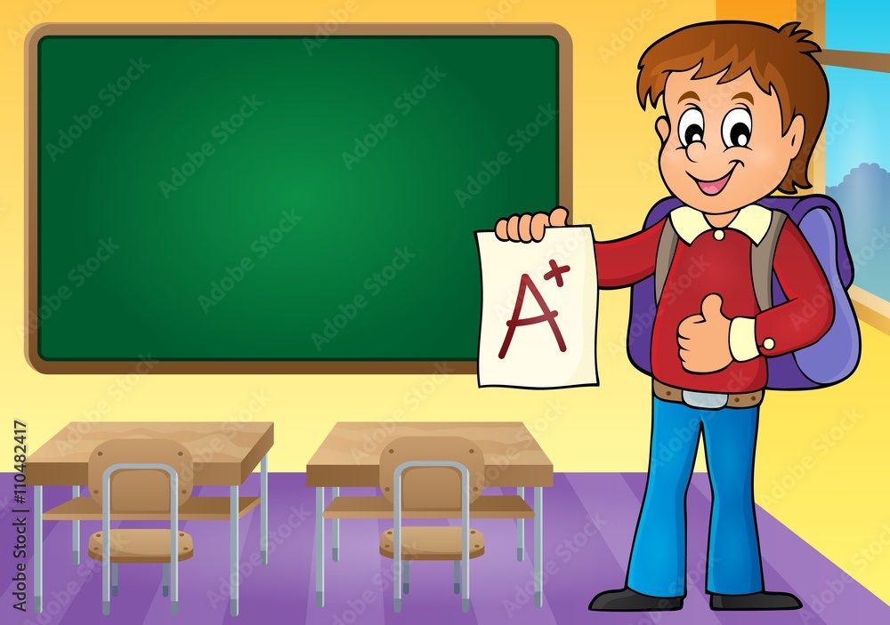 School boy with A plus grade theme 3 School boy with A plus grade theme 3