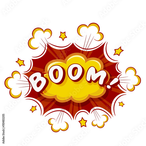 Colored Cartoon explosion BOOM! Cartoon explosion on a white bac