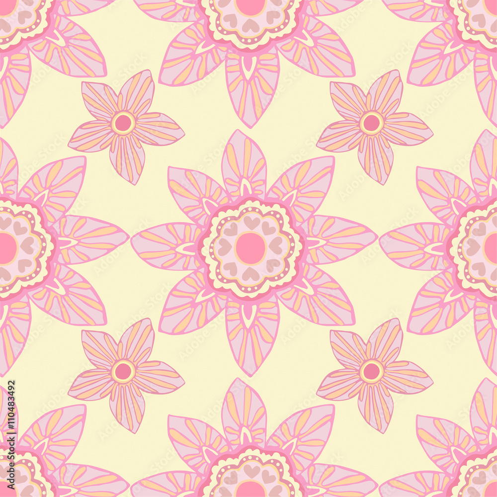 Seamless pattern with beautiful flowers, background