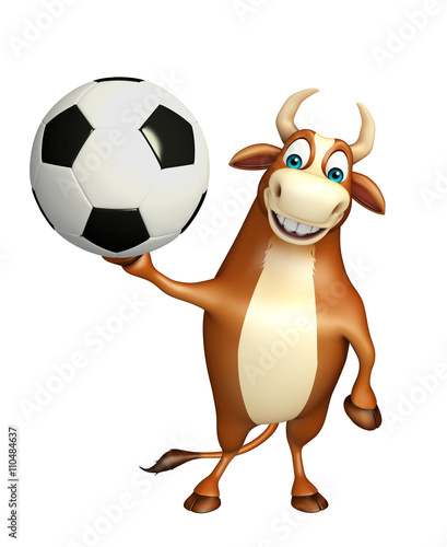fun Bull cartoon character  with football