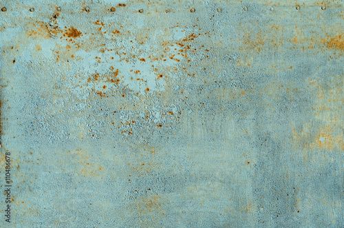 blue painted rust metal background