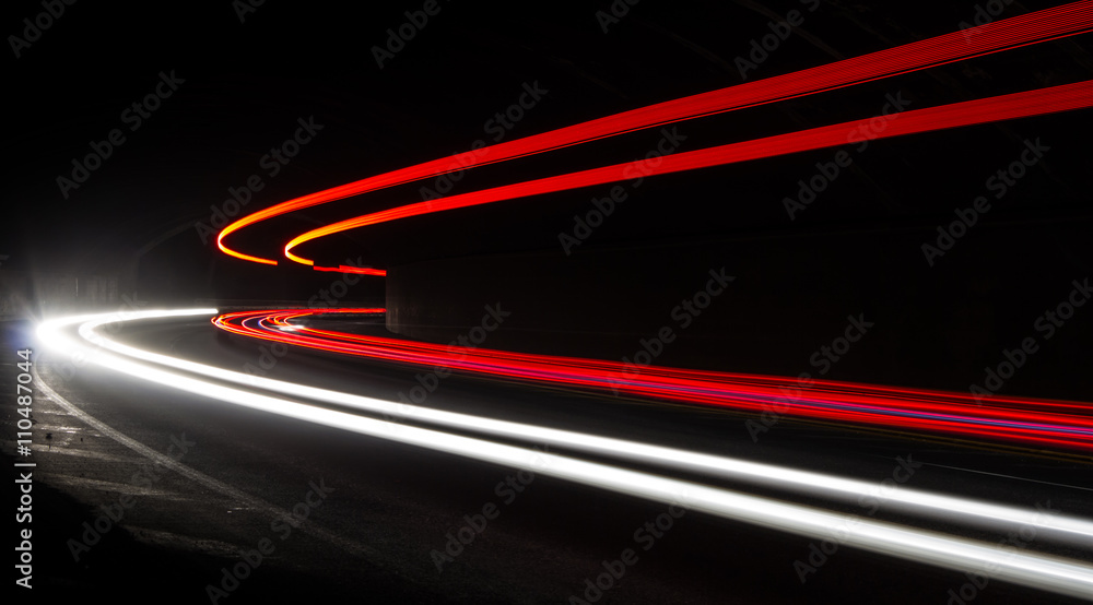 light trails in tunnel