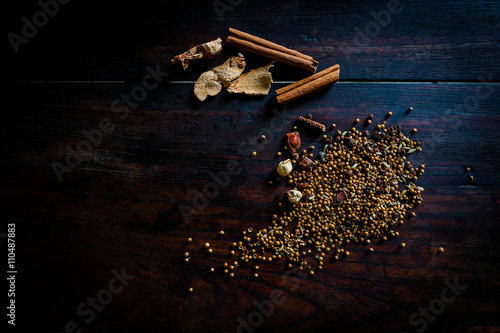 spices to cook spicy Thailand rests on a wooden floor