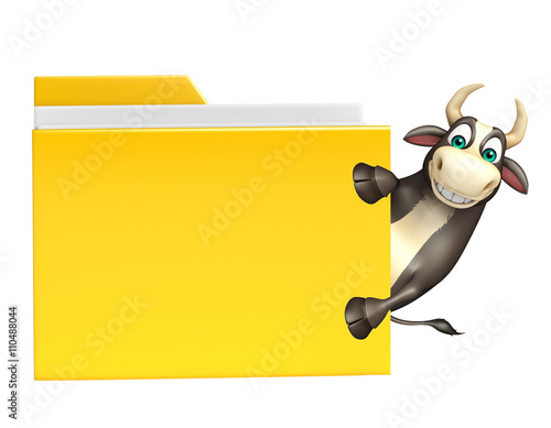 Bull cartoon character with folder © visible3dscience