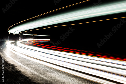 light trails in tunnel