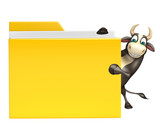 Bull cartoon character with folder