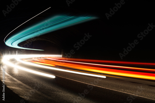 light trails in tunnel