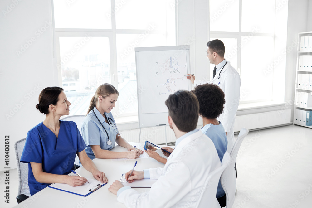group of doctors on presentation at hospital group of doctors on presentation at hospital