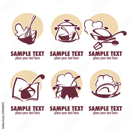 vector collection of cooking symbols, icons and logo