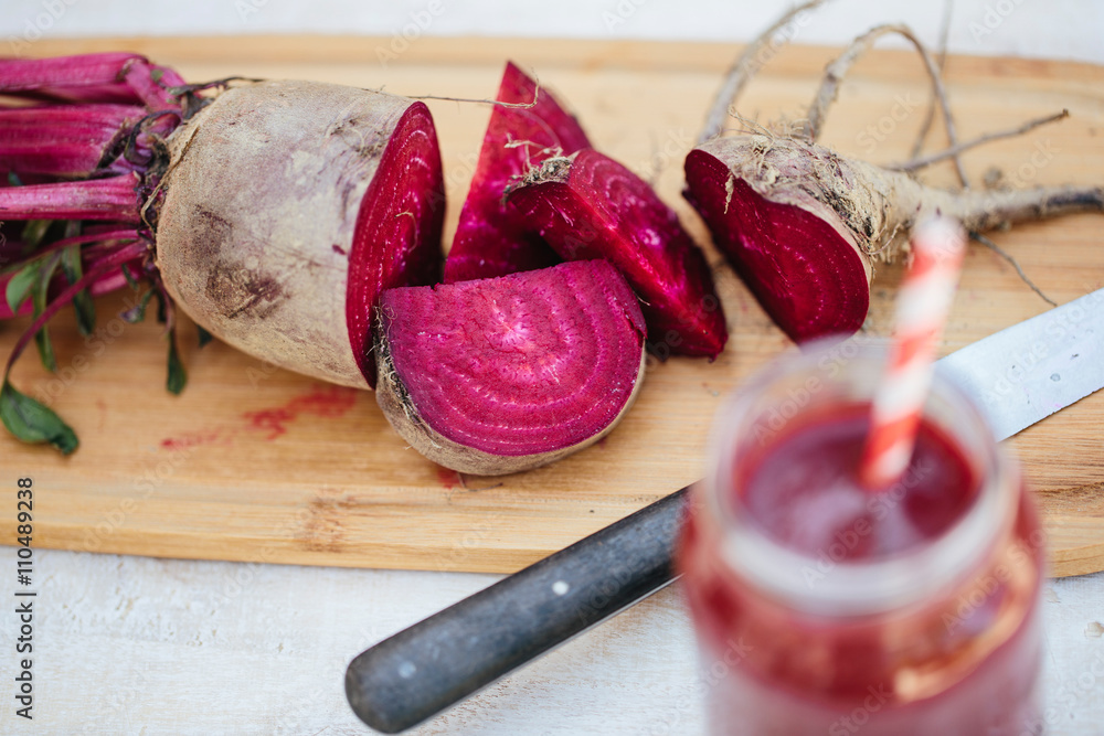 Closeup of a delicious beet juice