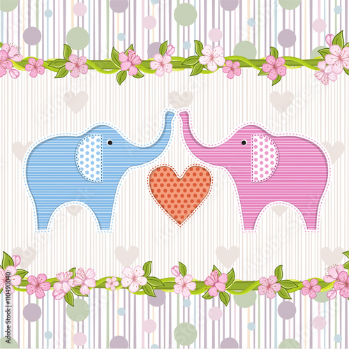 Baby shower invitation with elephants