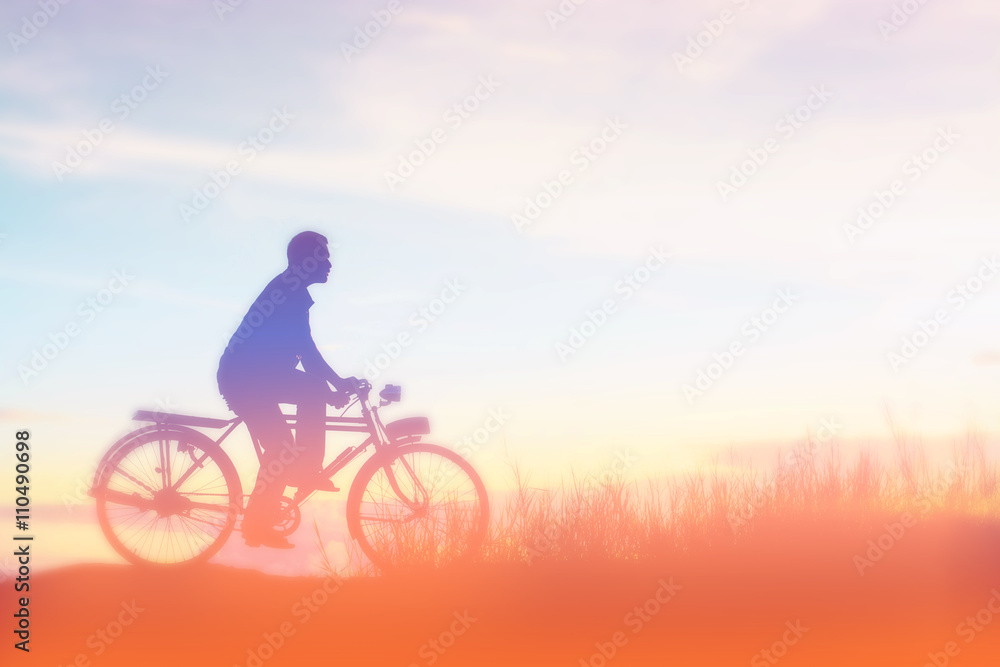 silhouette of bicycle with man silhouette of bicycle with man