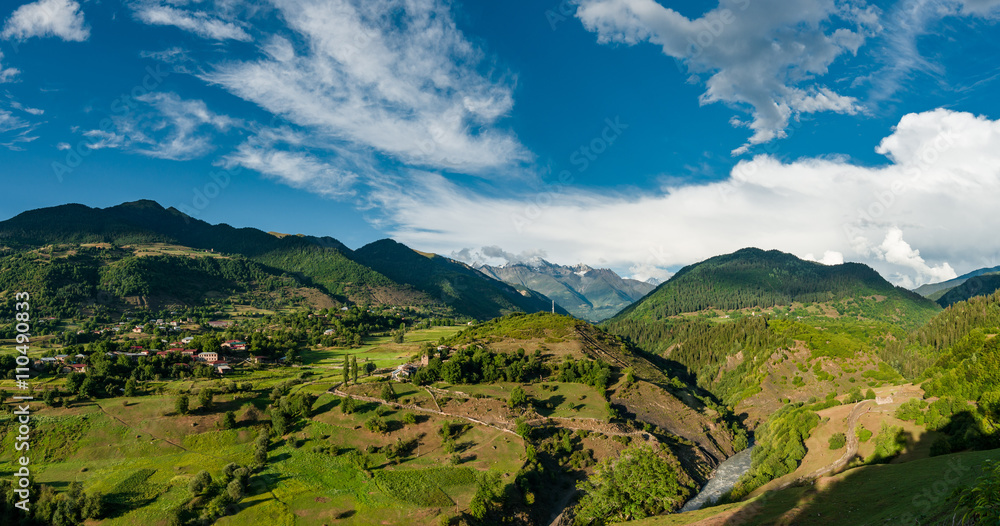 Beautiful summer landscape of Caucasus Mountains, Georgia