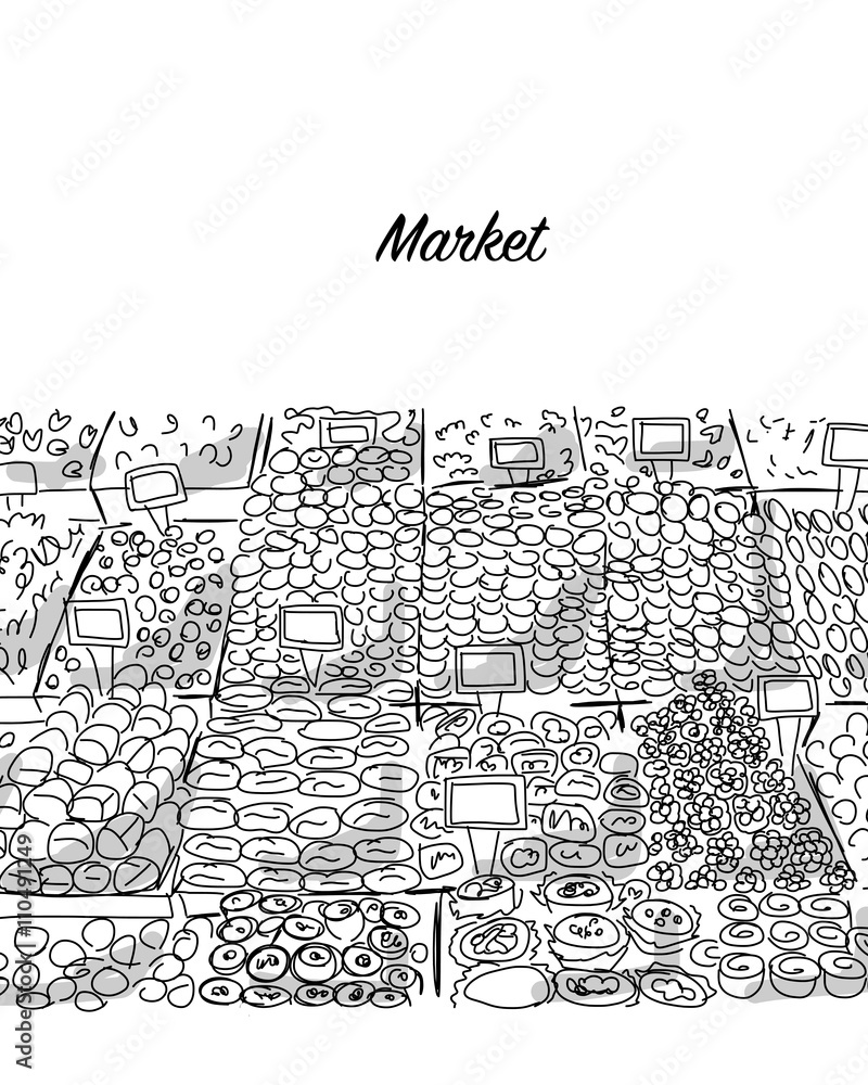 Fototapeta premium Oriental bazaar, sketch for your design