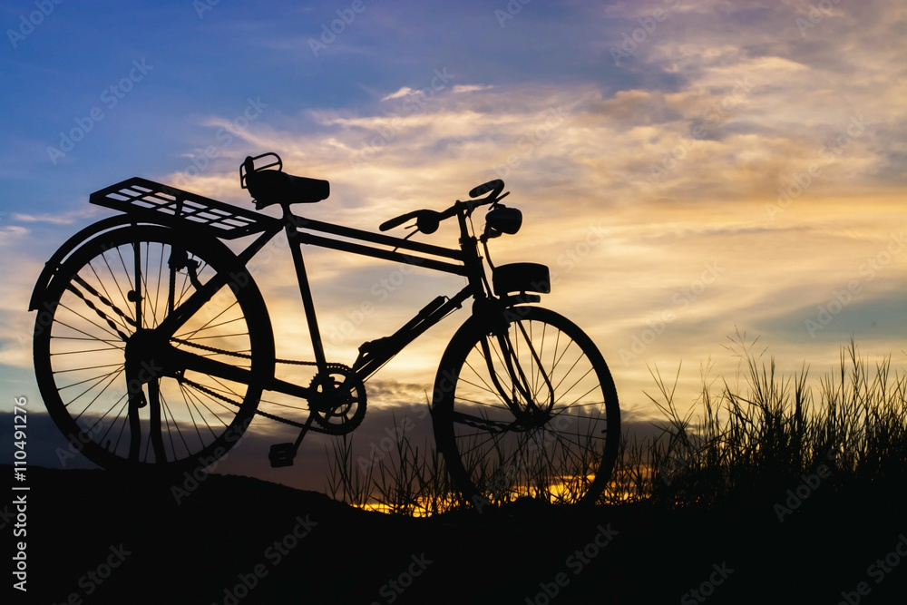 beautiful silhouette of bicycle