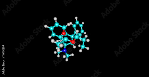 Acetylmethadol molecular structure isolated on black