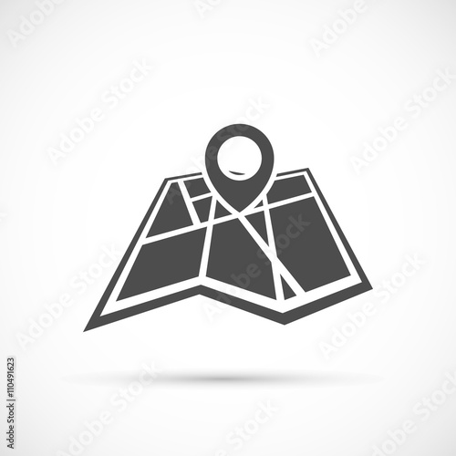 Folded map with point icon
