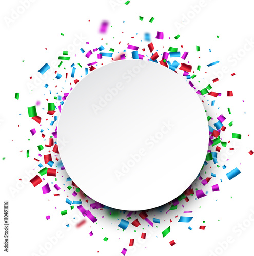 Round background with confetti.