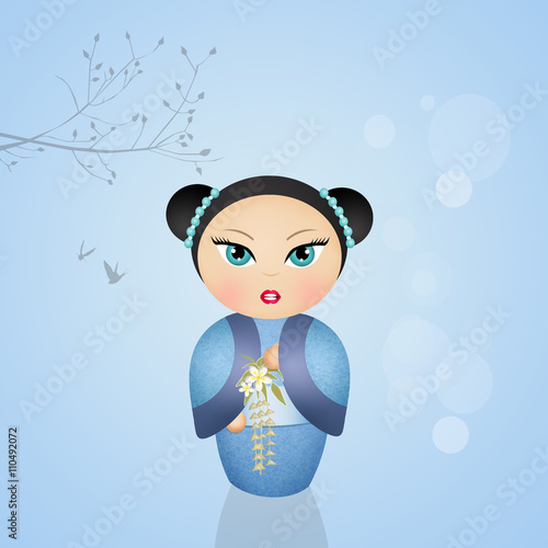 illustration of kokeshi doll
