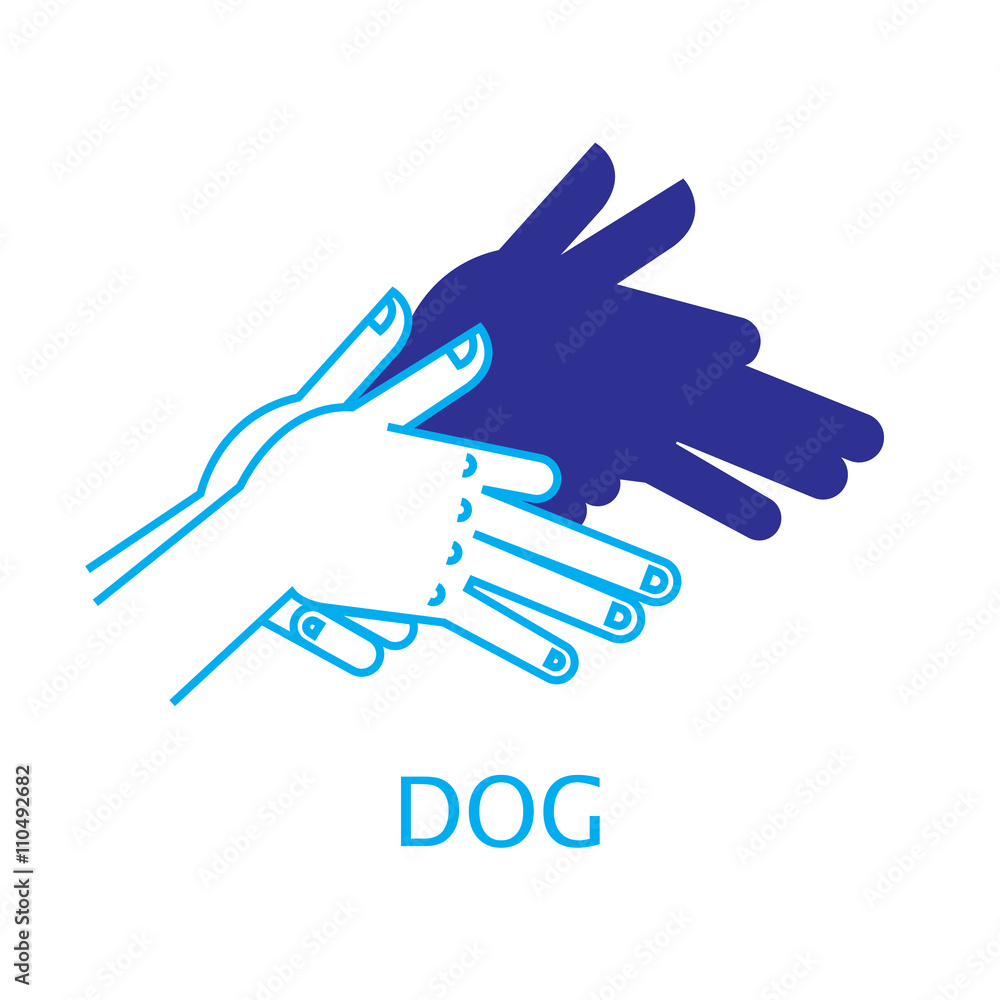Vector Illustration of Shadow Hand Puppet Dog.