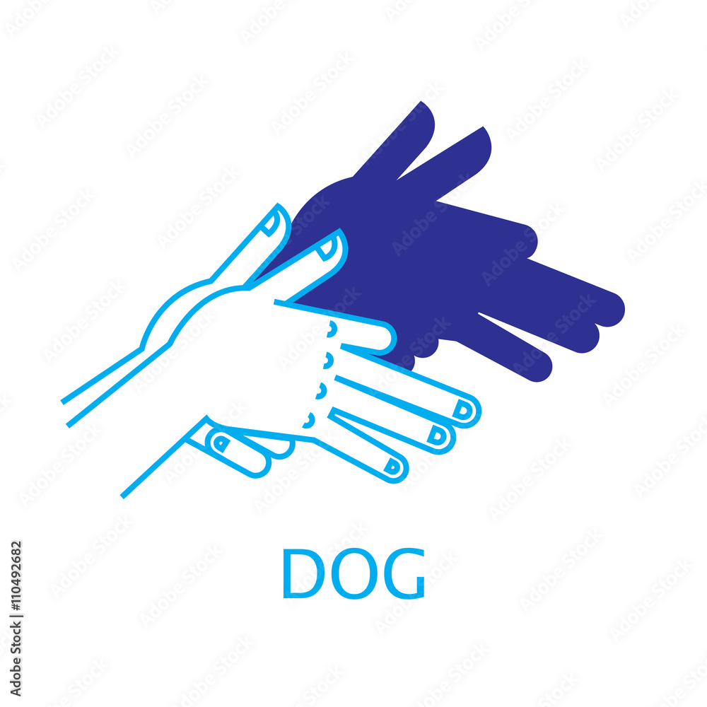 Vector Illustration of Shadow Hand Puppet Dog. Vector Illustration of Shadow Hand Puppet Dog.