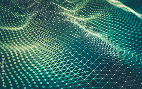 Abstract polygonal space low poly dark background, 3d rendering